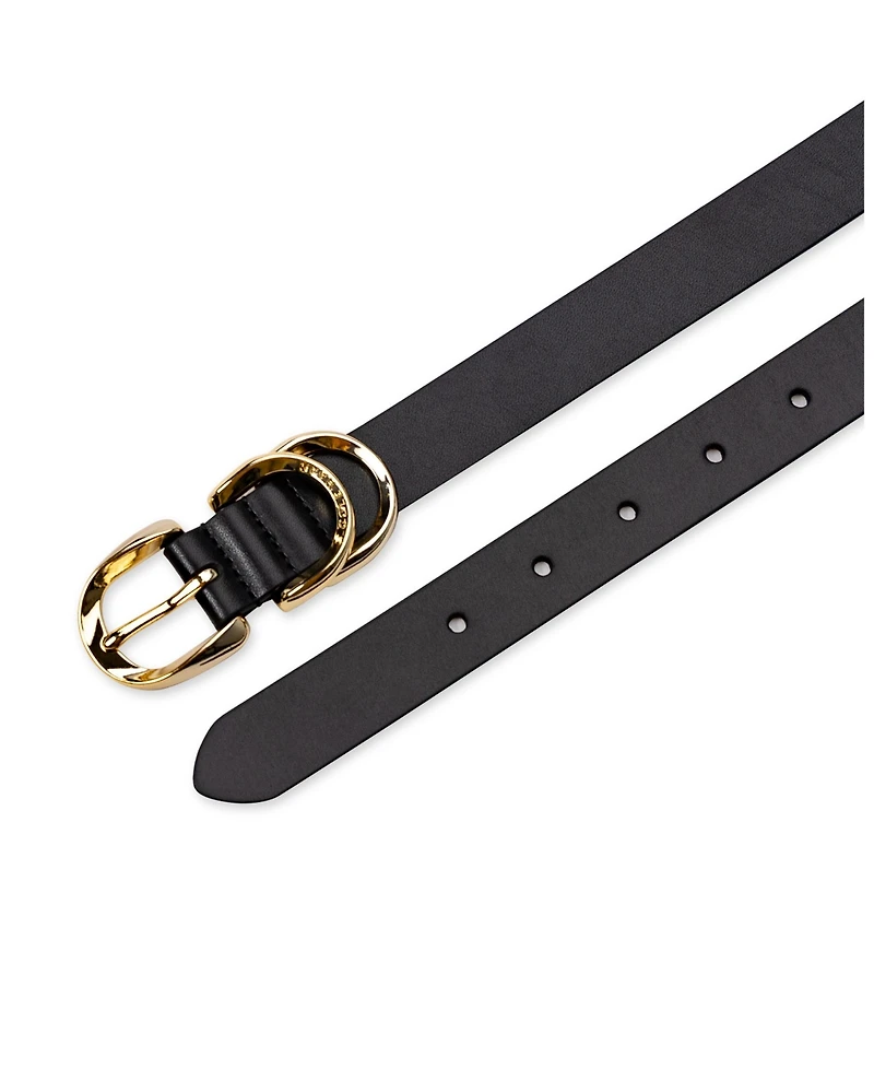 Cole Haan Women's Genuine Leather Sculptured Harness Buckle Belt