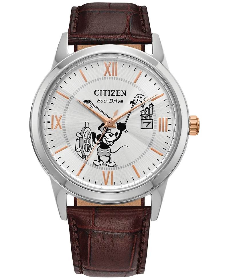 Citizen Eco-Drive Men's Steamboat Willie 1928 Brown Leather Strap Watch 40mm