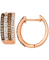 Le Vian Chocolate Diamond & Nude Diamond Multirow Small Hoop Earrings (1-1/4 ct. t.w.) in 14k Gold, 0.7" (Also Available in Rose Gold)