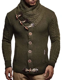 Leif Nelson Men's Knitted Turtleneck Jacket - Winter Cardigan Sweaters for Men