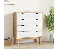 Drawer Cabinet Otta Brown&White 30.1"x15.6"x35.4" Solid Wood Pine