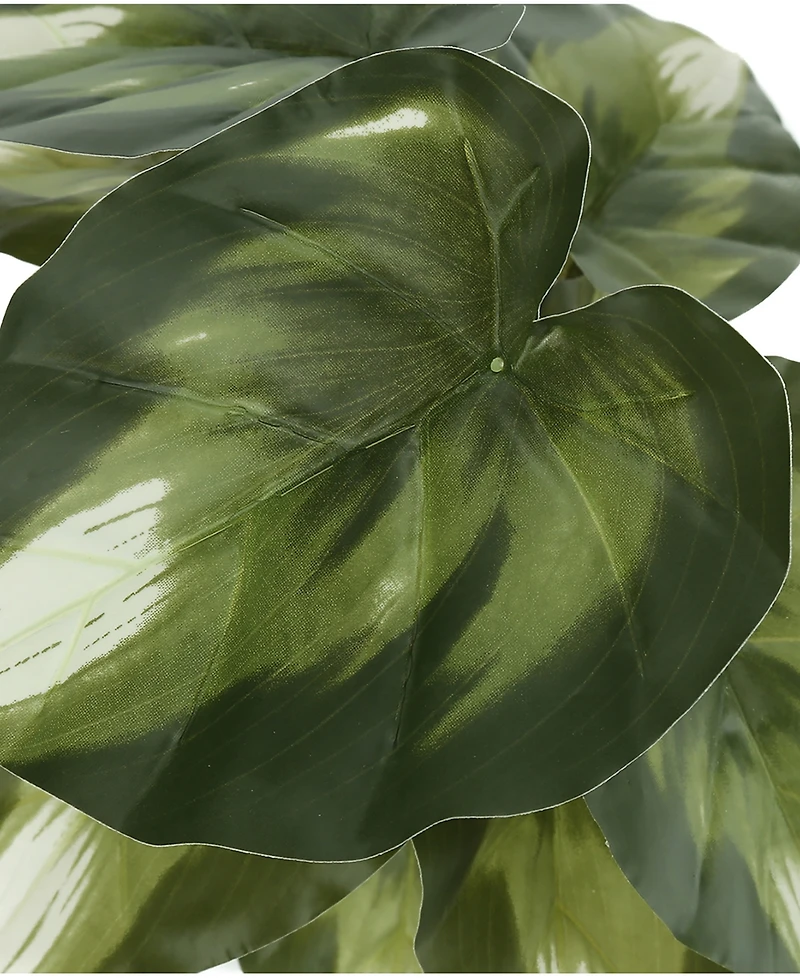 Monarch Specialties 13" Indoor Artificial Monstera Calthea Plants with Decorative Black Pots, Set Of 2