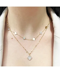 The Lovery Mother of Pearl Diamond Clover Charm 14K Gold
