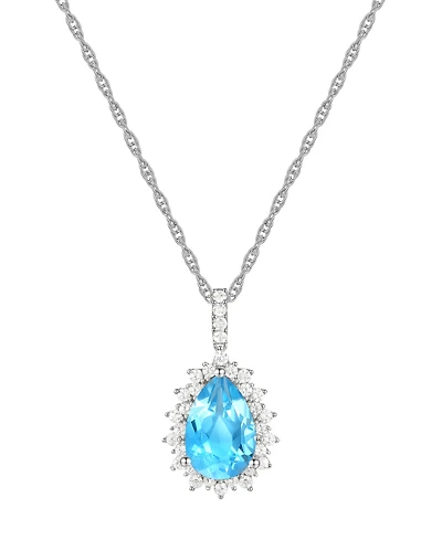 Lab-Grown Opal (1 ct. t.w.) & White Sapphire (1/2 18" Pendant Necklace 14k Rose Gold-Plated Sterling Silver (Also