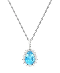 Lab-Grown Opal (1 ct. t.w.) & White Sapphire (1/2 18" Pendant Necklace 14k Rose Gold-Plated Sterling Silver (Also