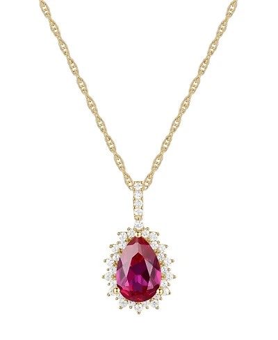 Lab-Grown Opal (1 ct. t.w.) & White Sapphire (1/2 18" Pendant Necklace 14k Rose Gold-Plated Sterling Silver (Also
