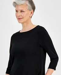 Jm Collection Women's Boat-Neck 3/4-Sleeve Top, Created for Macy's