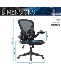 Techni Mobili Mesh Office Chair with Lumbar Support and Flip-Up Arms