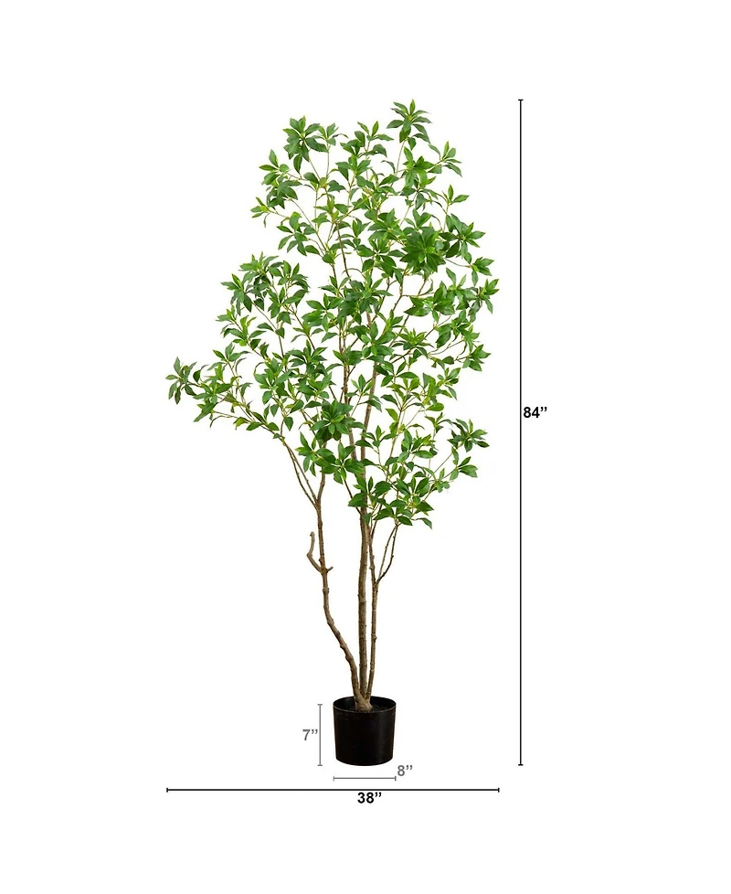 Nearly Natural 7ft. Artificial Minimalist Japanese Pieris Tree with Real Touch Leaves