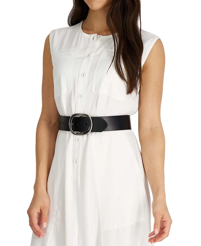 Calvin Klein Women's Reversible Oversized Statement Buckle Belt
