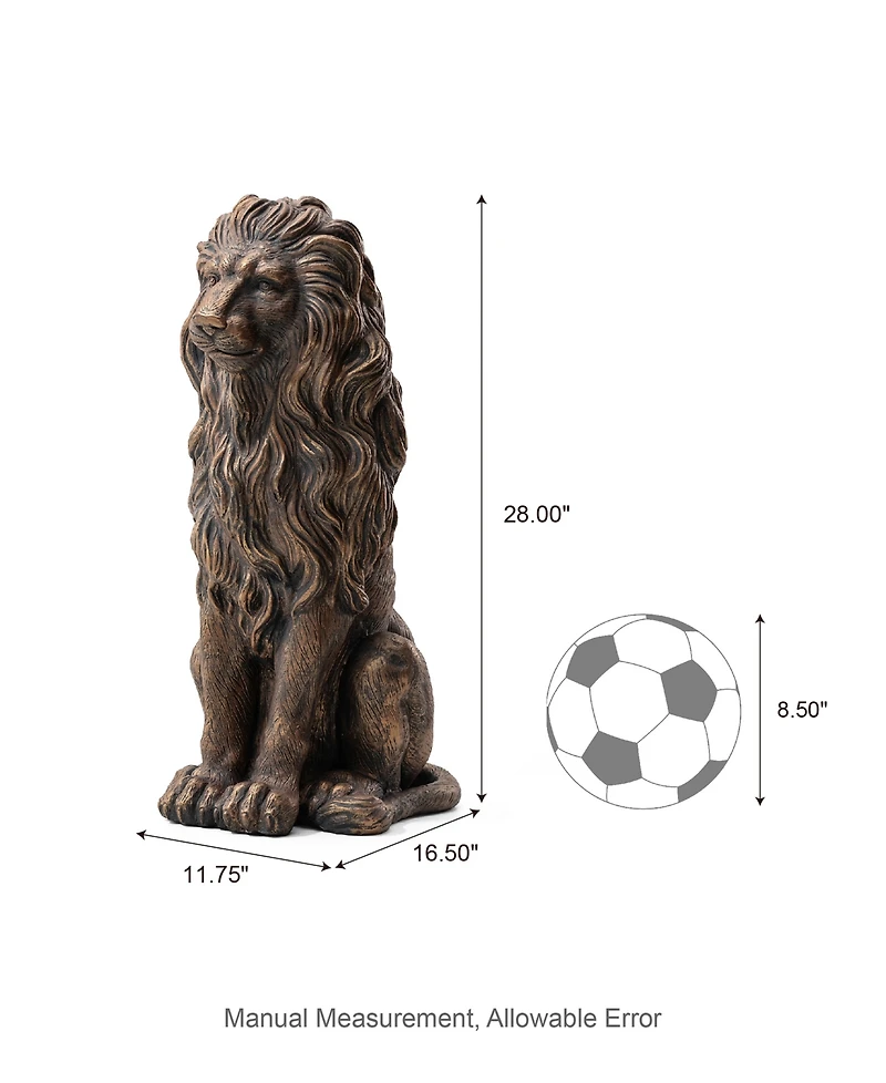 Glitzhome Oversized Bronze Sitting Lion Garden Statue