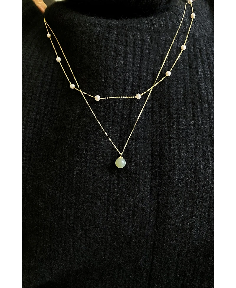Donut — Green jade pendant necklace