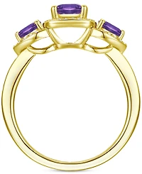 Amethyst (1-1/20 ct. t.w.) & Lab-Grown White Sapphire (1/6 Three Stone Halo Ring 14k Gold-Plated Sterling Silver (Also Additional Gems