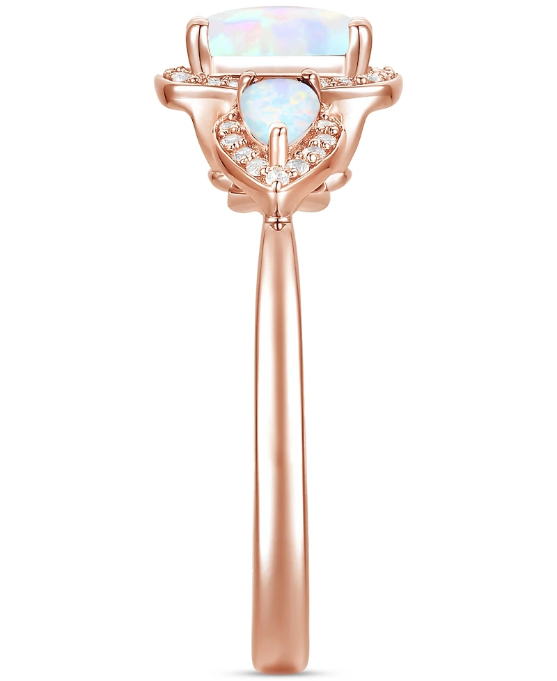 Amethyst (1-1/20 ct. t.w.) & Lab-Grown White Sapphire (1/6 Three Stone Halo Ring 14k Gold-Plated Sterling Silver (Also Additional Gems