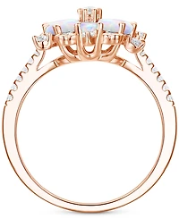 Lab-Grown Emerald (7/8 ct. t.w.) & White Sapphire (1/8 Flower Ring 14k Gold-Plated Sterling Silver (Also Additional Gemstone