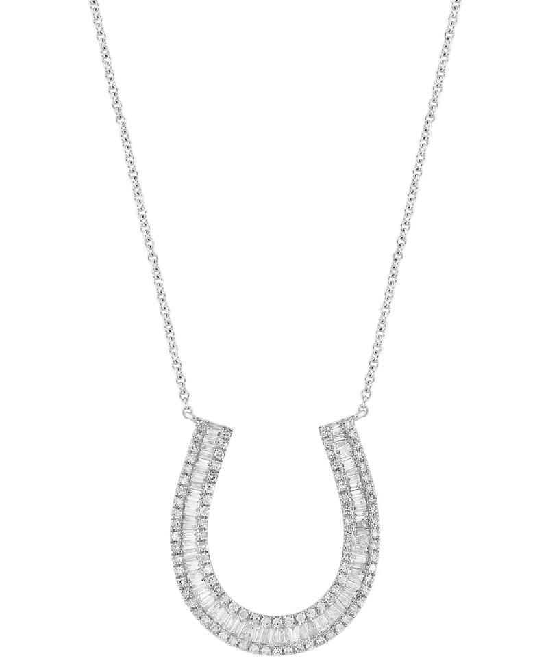 Effy Diamond Horseshoe 18" Pendant Necklace (5/8 ct. t.w.) in 14k White Gold