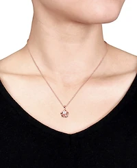 Lab-Grown White Sapphire Rose 18" Pendant Necklace (1/3 ct. t.w.) in Rose-Plated Sterling Silver