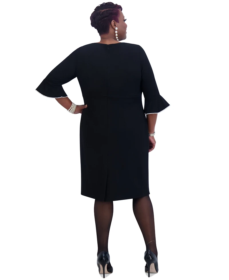 Kasper Kat Elbow-Sleeve Ruffled-Cuff Dress