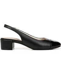 LifeStride Women's Becoming Round Cap Toe Block Heel Slingback Pumps