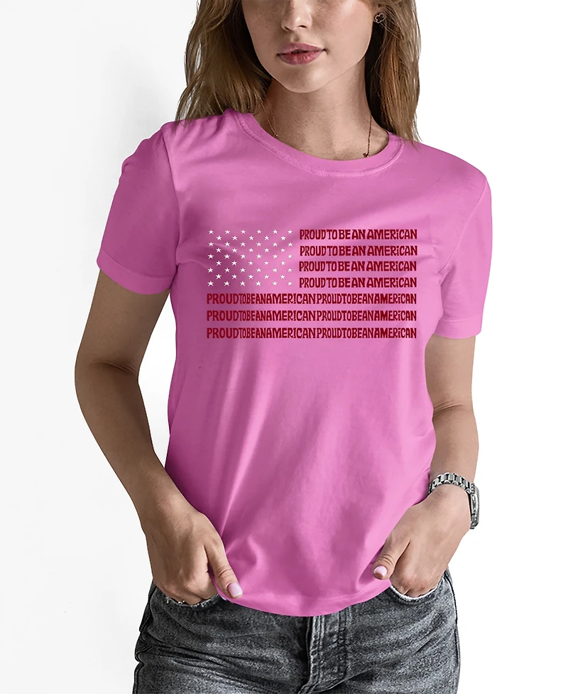 La Pop Art Women's Word Art Proud To Be An American T-Shirt