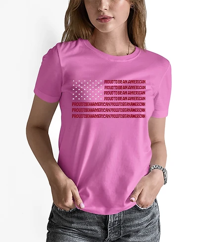 La Pop Art Women's Word Proud To Be An American T-Shirt