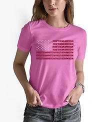 La Pop Art Women's Word Art Proud To Be An American T-Shirt