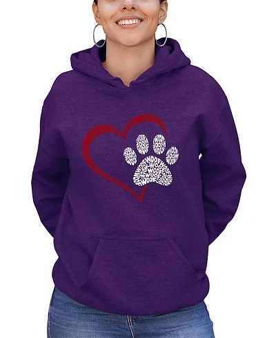 La Pop Art Women's Word Paw Heart Hooded Sweatshirt