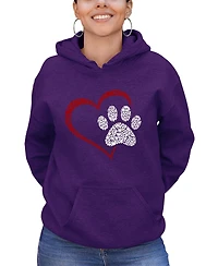 La Pop Art Women's Word Paw Heart Hooded Sweatshirt