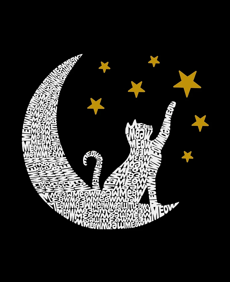 La Pop Art Women's Word Art Cat Moon Crewneck Sweatshirt