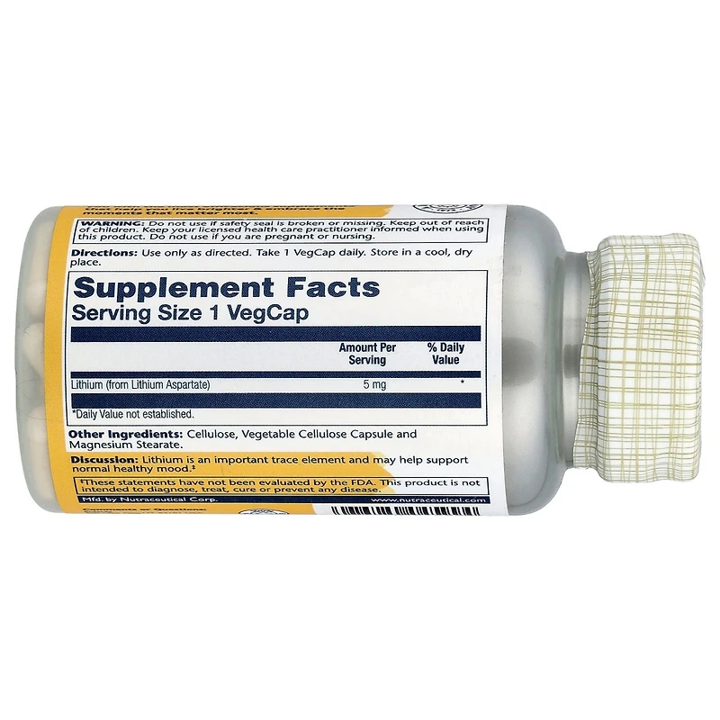 Solaray Lithium Aspartate 5 mg - 100 VegCaps