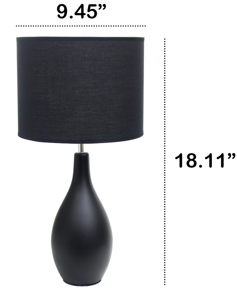 Creekwood Home Essentix 18.11" Traditional Standard Ceramic Dewdrop Table Desk Lamp with Matching Fabric Shade