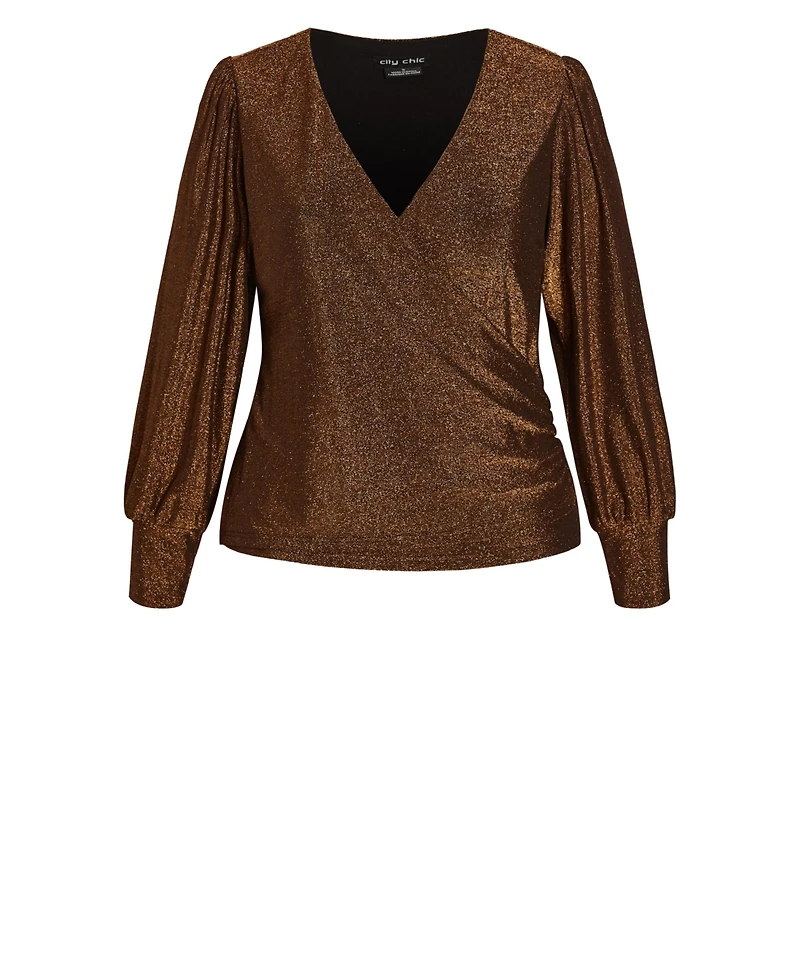 City Chic Women's Plus Glowing Lurex Top