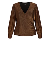 City Chic Women's Plus Glowing Lurex Top