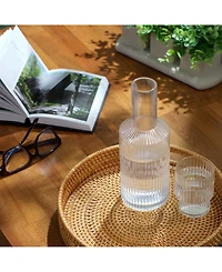 JoyJolt Elle Fluted Bedside Decanter Set