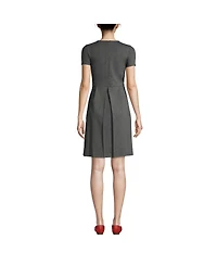 Lands' End Women's School Uniform Short Sleeve Ponte Dress Top of Knee