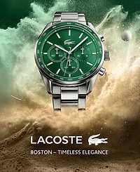 Lacoste Men's Boston Chronograph Silver-tone Stainless Steel Bracelet Watch 42mm