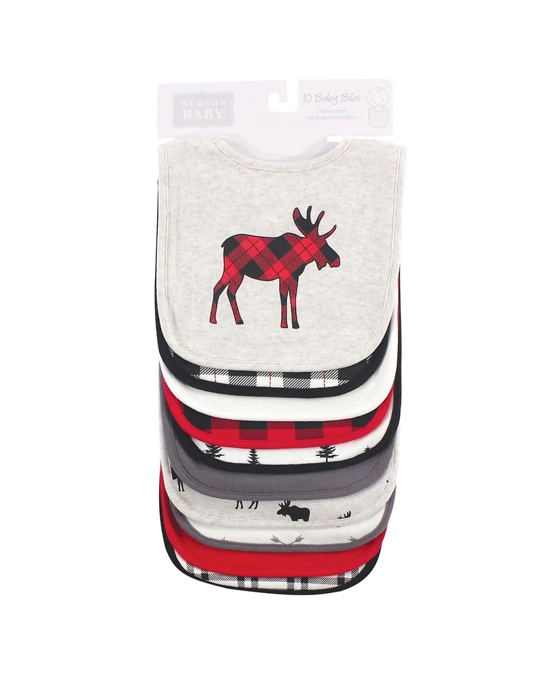 Hudson Baby Boys 10-Piece Soft Interlock Feeding Bib Set