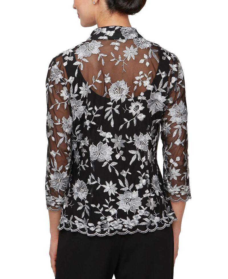 Alex Evenings Women's 2-Pc. Embroidered Twinset