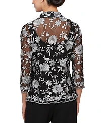 Alex Evenings Women's 2-Pc. Embroidered Twinset
