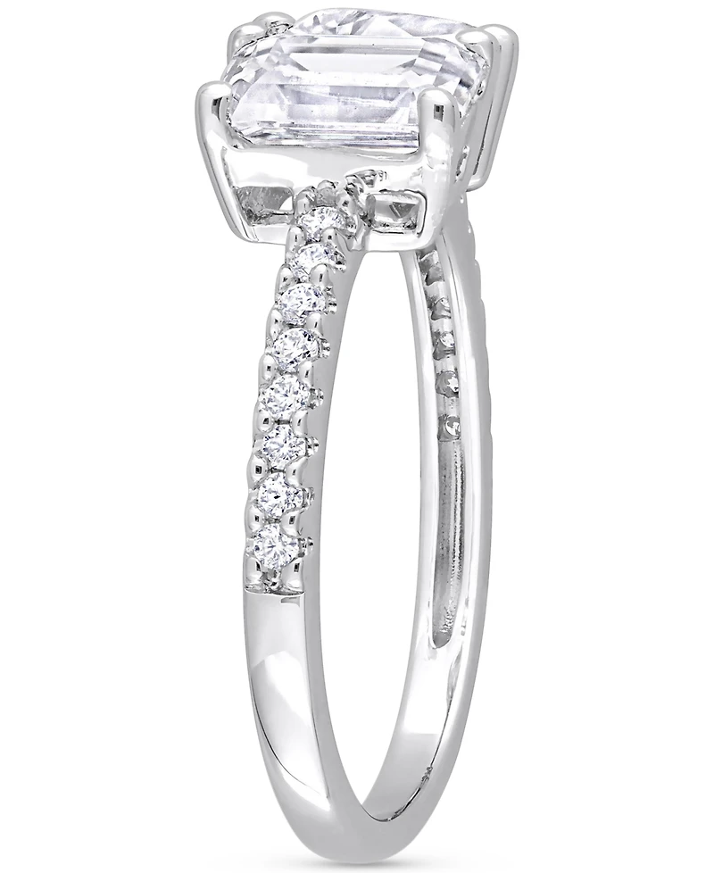 Moissanite Pear- & Emerald-Cut Cuff Ring (2-1/8 ct. t.w.) Sterling Silver