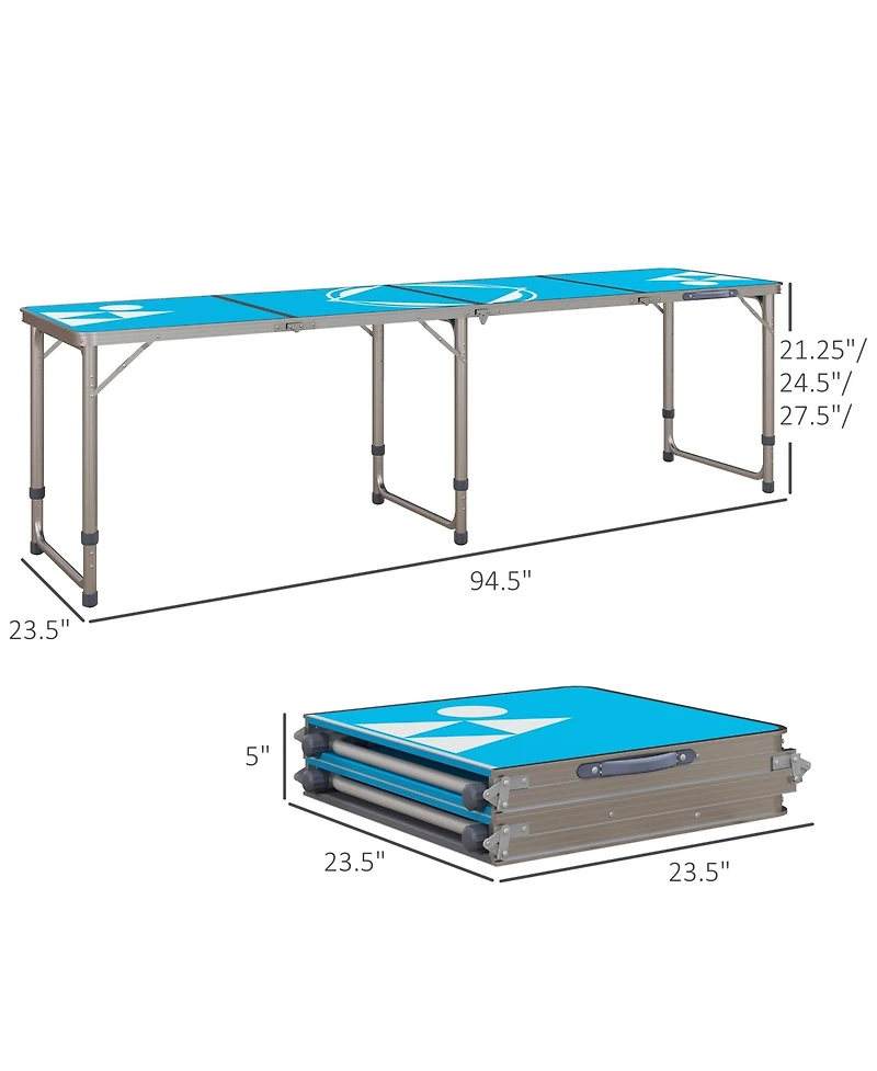 Outsunny 8' Folding Camping Table with Adjustable Legs, and