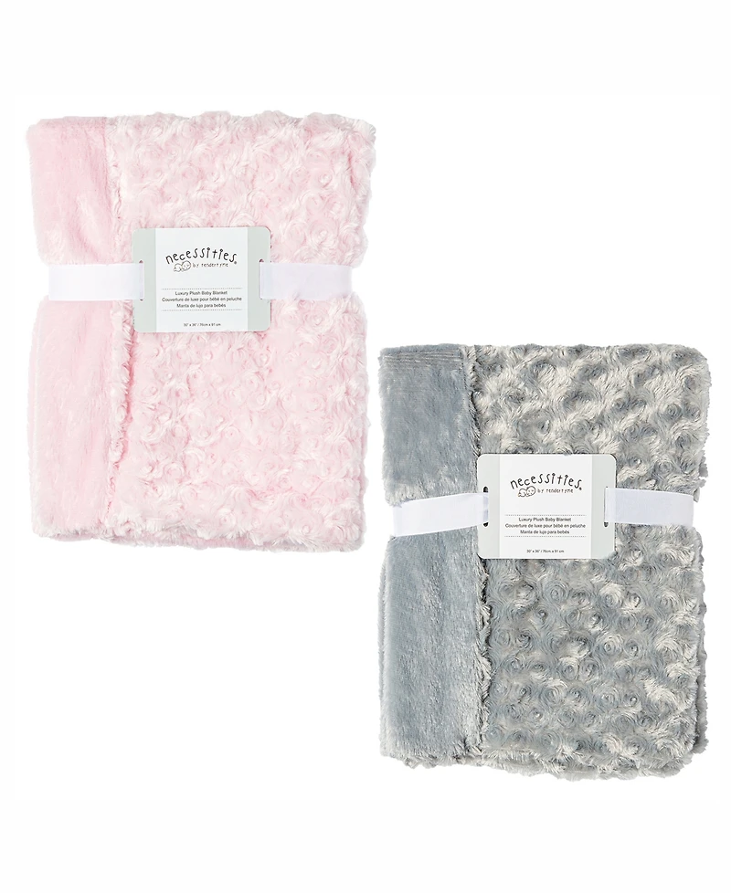 Tendertyme Baby Girls Curly Plush Baby Blankets, Pack of 2