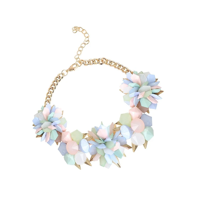 Sohi Women's Gold Cluster Stone Statement Necklace