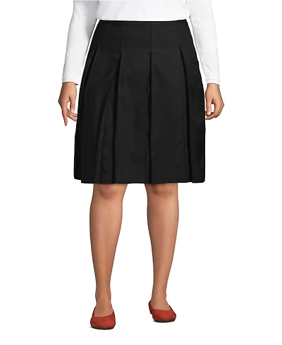 Lands' End Plus Box Pleat Skirt Top of Knee
