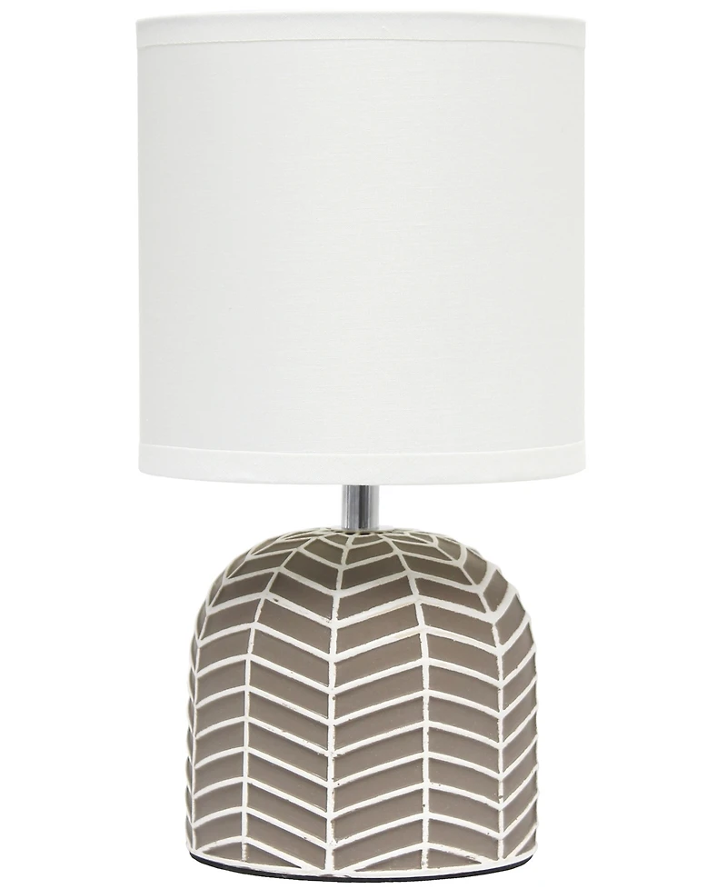 Simple Designs 10.43" Petite Contemporary Webbed Waves Base Bedside Table Desk Lamp with White Fabric Drum Shade