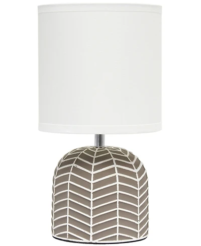Simple Designs 10.43" Petite Contemporary Webbed Waves Base Bedside Table Desk Lamp with White Fabric Drum Shade