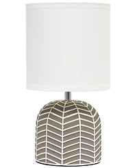 Simple Designs 10.43" Petite Contemporary Webbed Waves Base Bedside Table Desk Lamp with White Fabric Drum Shade