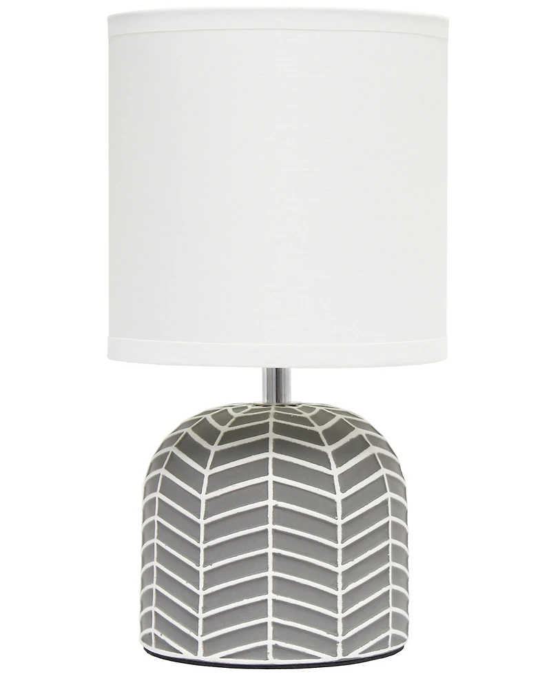 Simple Designs 10.43" Petite Contemporary Webbed Waves Base Bedside Table Desk Lamp with White Fabric Drum Shade