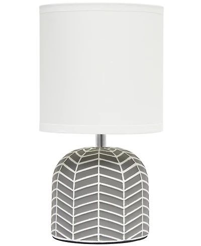 Simple Designs 10.43" Petite Contemporary Webbed Waves Base Bedside Table Desk Lamp with White Fabric Drum Shade