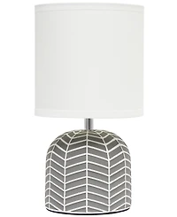 Simple Designs 10.43" Petite Contemporary Webbed Waves Base Bedside Table Desk Lamp with White Fabric Drum Shade